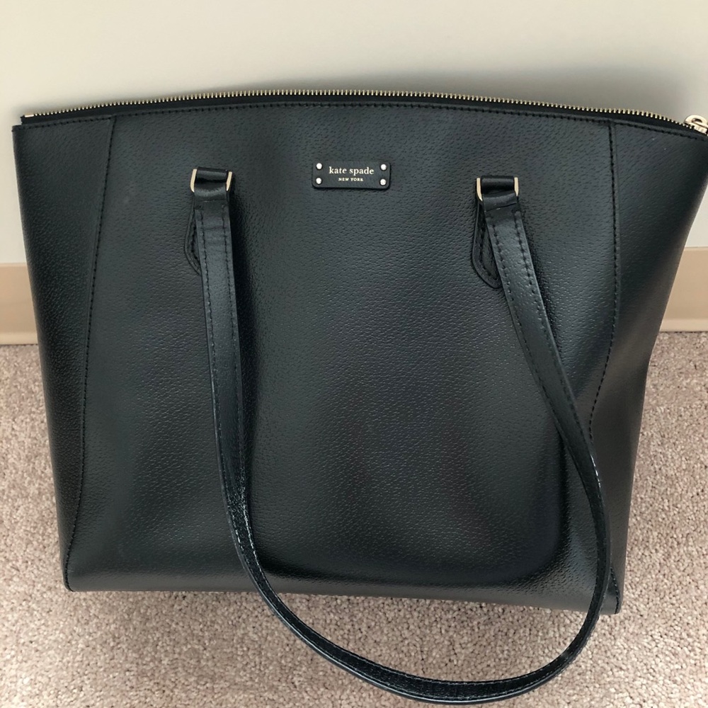 Kate Spade Black Pebbled Medium Laptop Tote